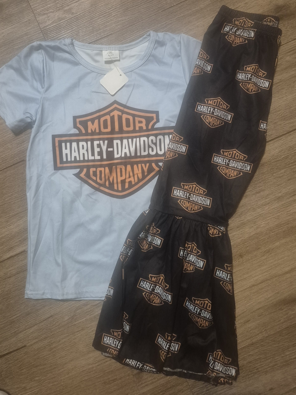 Size 6/7 Harley-Davidson Kids Logo Outfit Set With Bell Bottoms
